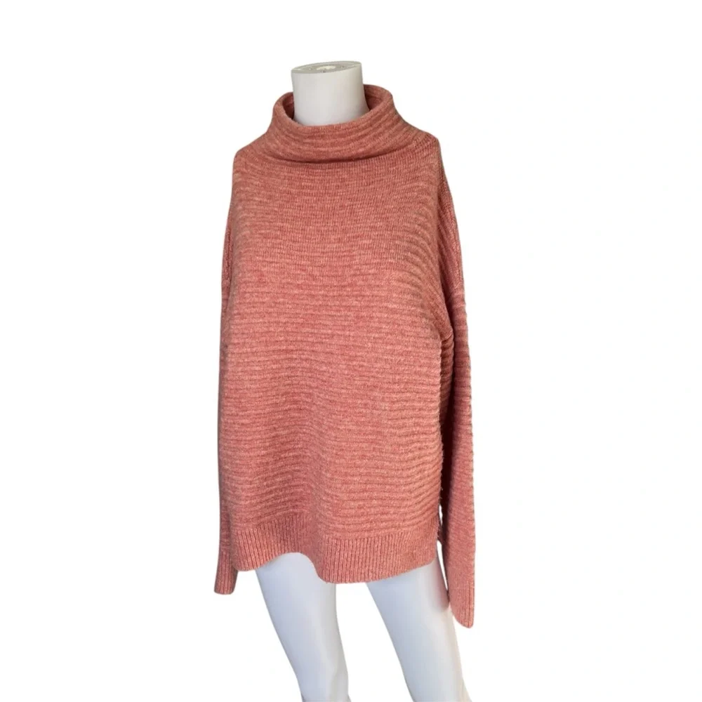 Madewell Belmont Sweater Mock Neck Pullover Pink Ribbed Knit Womens Size Small